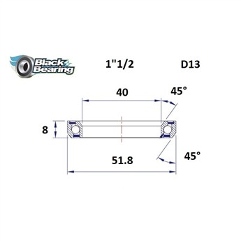 ŁOŻYSKO DO STERÓW BLACKBEARING D13 40x51,8x8 45/45 1" 1/2-132315