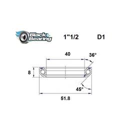 ŁOŻYSKO BLACKBEARING D1 40x51,8x8 36/45 1" 1/2-132295