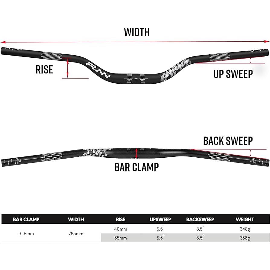 KIEROWNICA FUNN UPTURN 785MM CZARNA 55MM/31.8-134513